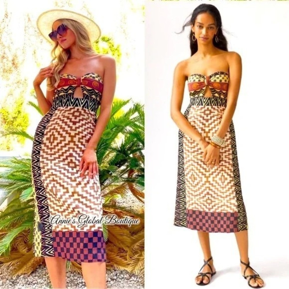 Anthropologie Verb by Pallavi Singhee Geo Cut-Out Midi Dress Women's Sz 4 B13‎
